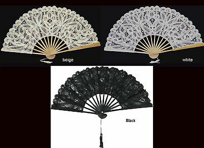 Battenburg Lace Victorian Civil War Fan Beige White Or Black Wedding Supplies